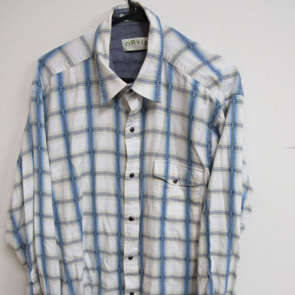 Orvis Multicolor Plaid Long Sleeve Pearl Snap Aztec Southwestern Shirt XL
